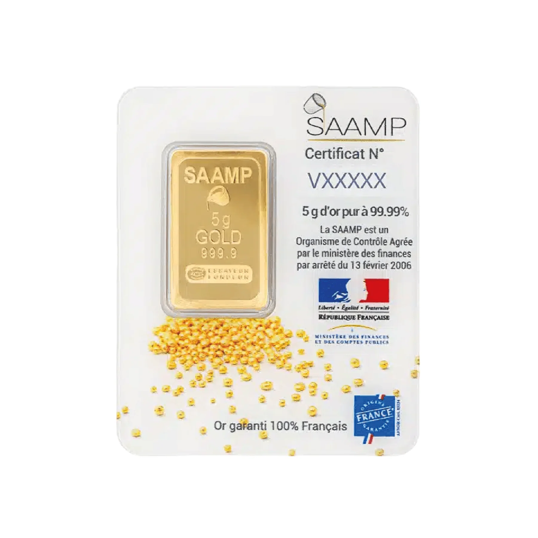 Lingot Or 5g – Édition Spéciale SAAMP Collection Française